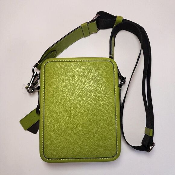 NWT COACH CP178 Sullivan Crossbody In Refine Pebble Leather Yellow Green - Picture 3 of 5